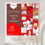 30 Red Theme Canva Templates  Printable A4 for Instagram  Facebook  Minimalist Design